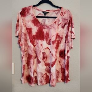 Simply Vera Vera Wang Plus Si,e 2X Pink Tie Dye Tshirt